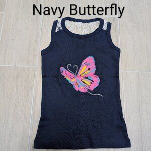 Girls Printed Cute Ribbed Cotton Blend Tank Top With Netted Back ,Soft & Comfy